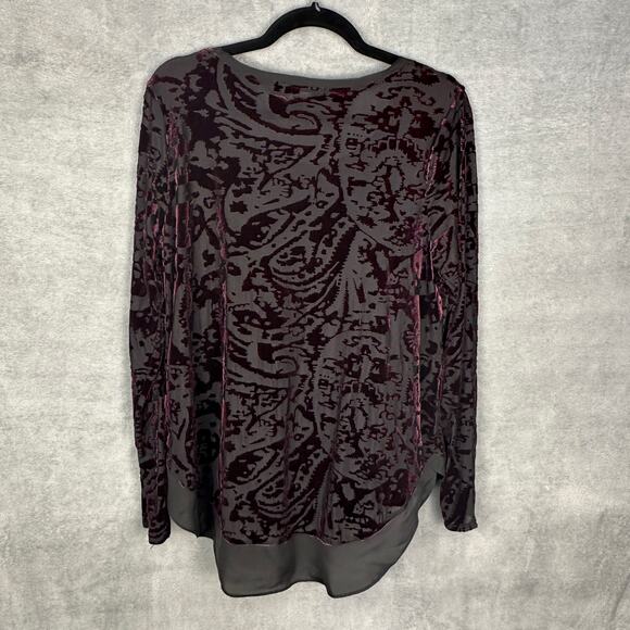 Simply Vera Verawang Top Women Large Purple Velvet Burn Out Dark Romantic Whimsy - Picture 4 of 11